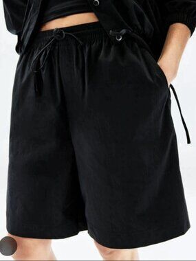 Athleta Women's Drift Mid-Rise Poplin Bermuda Shorts Black Size XS